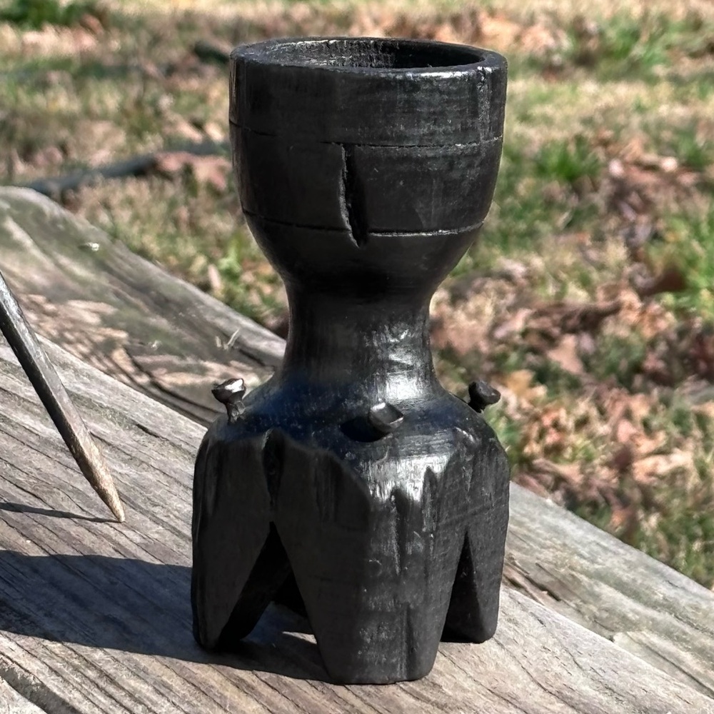 Antique Hand Carved Ebonized Wood Candle Holder! - Picture 3 of 13